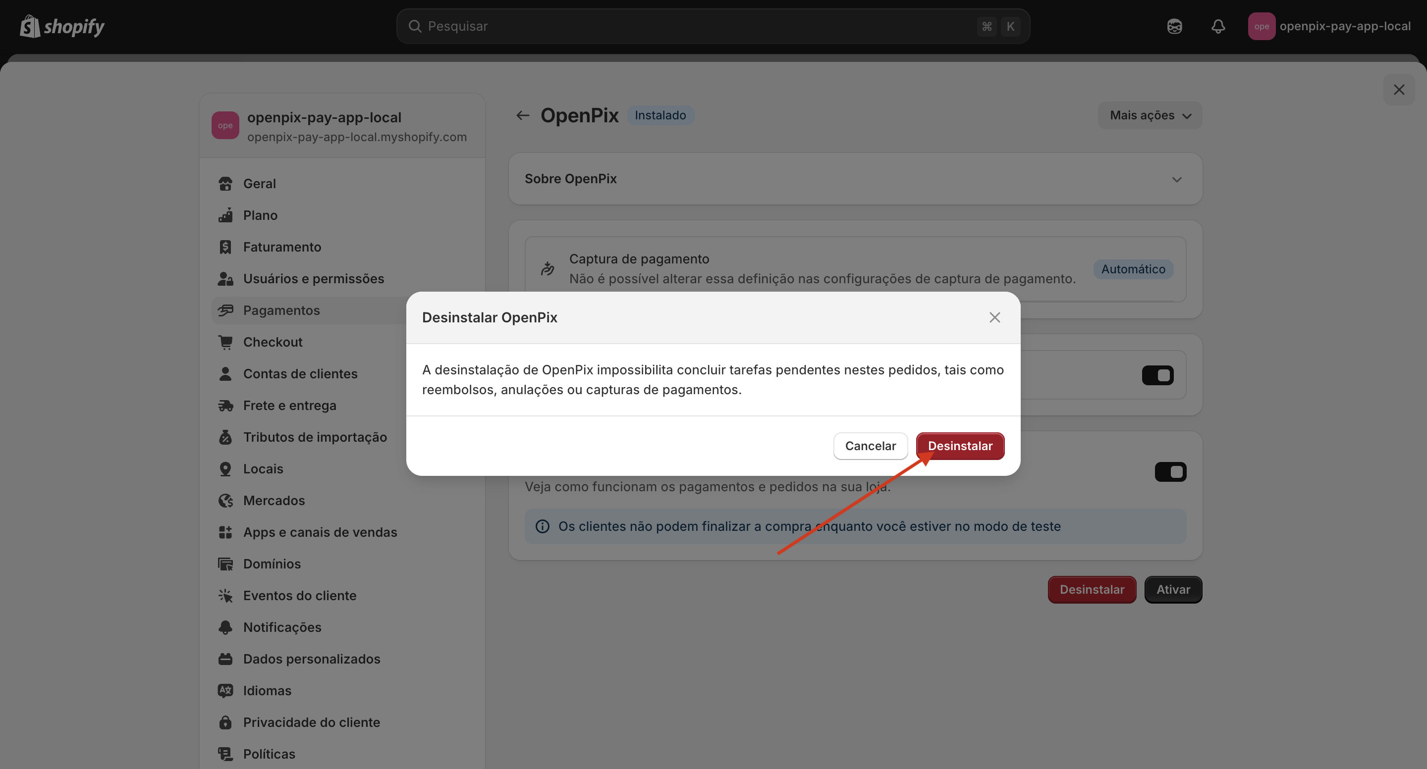 Shopify install step 1