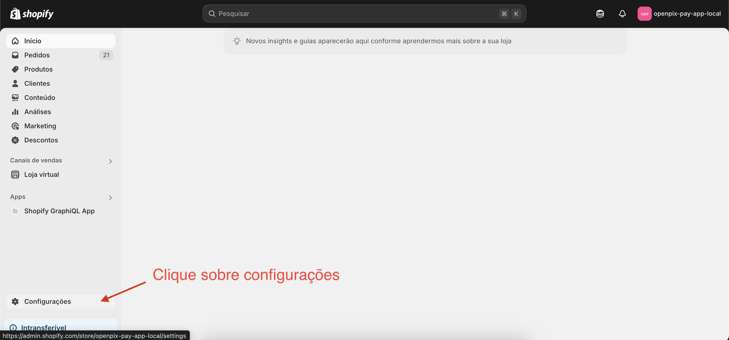Shopify install step 1