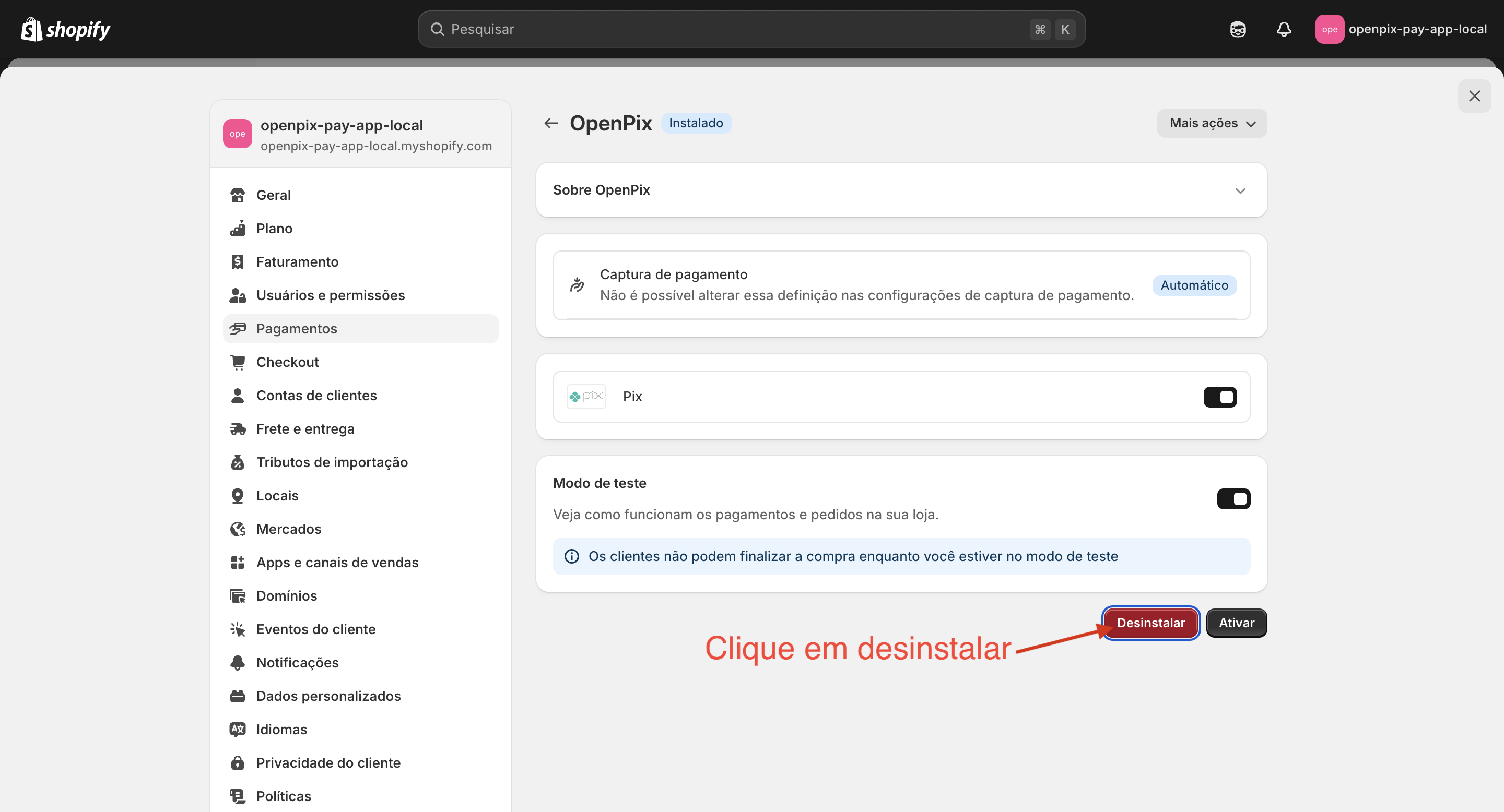 Shopify install step 1